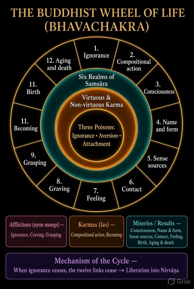 The Wheel of Life: the Twelve Links of Dependent Origination